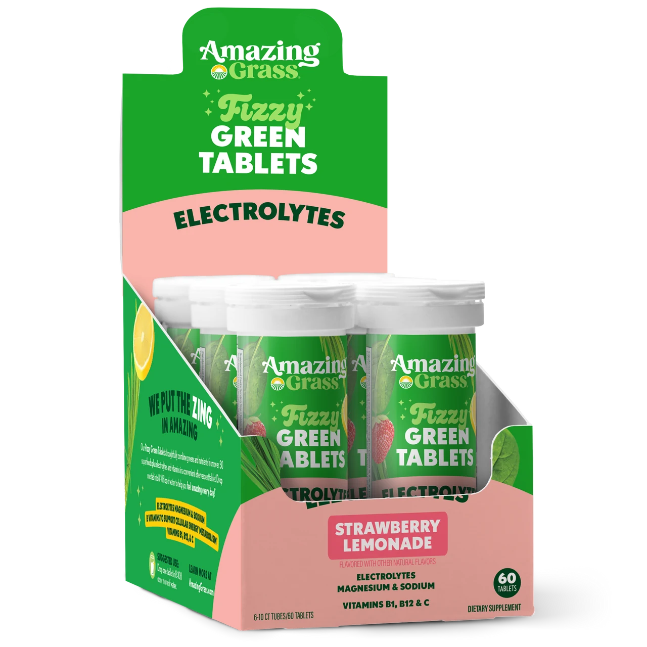 Fizzy Green Tablets Electrolytes Strawberry Lemonade