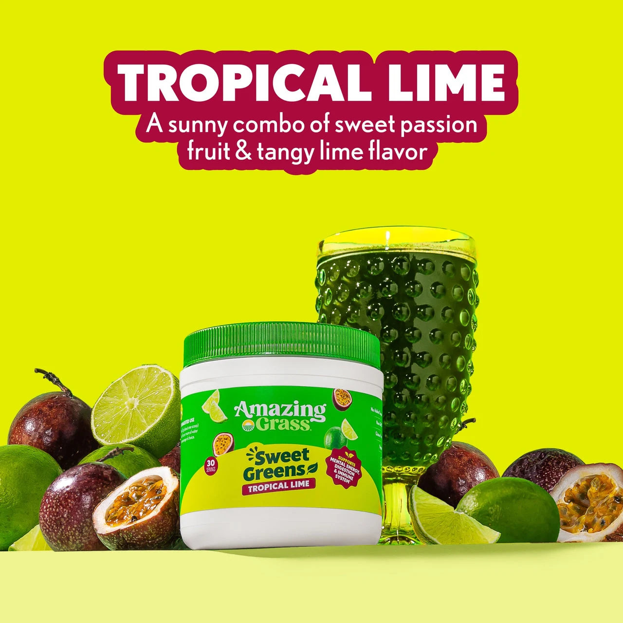 Tropical Lime a sunny combo of sweet passion fruit and tangy lime flavor