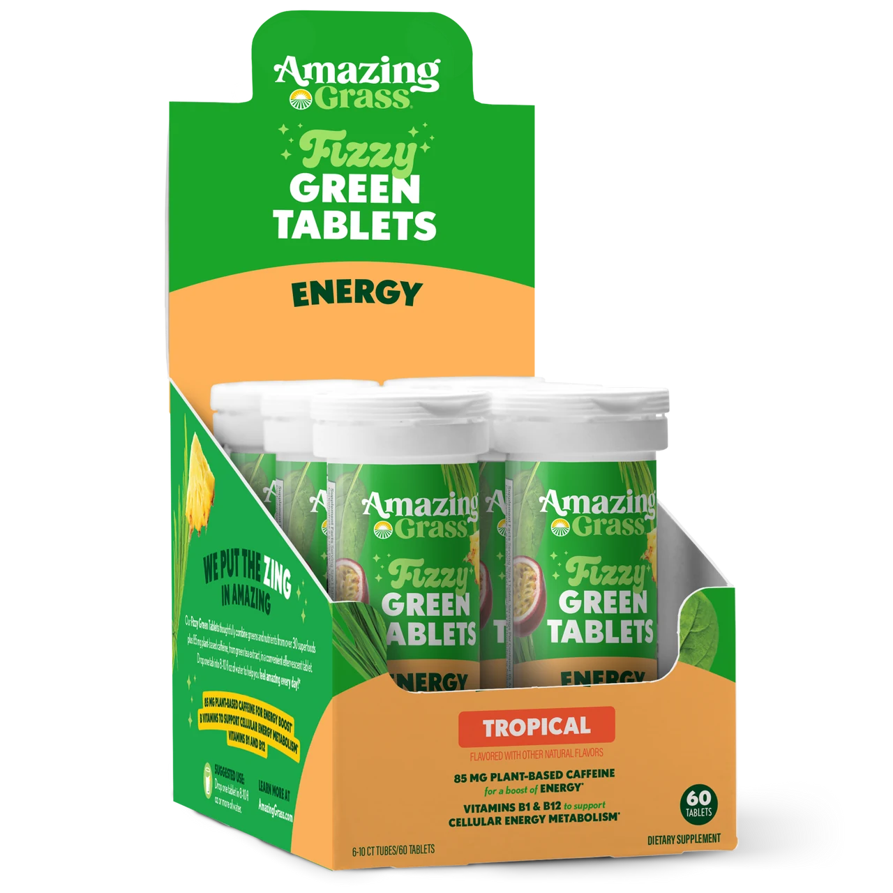 Fizzy Green Tablets Energy Tropical