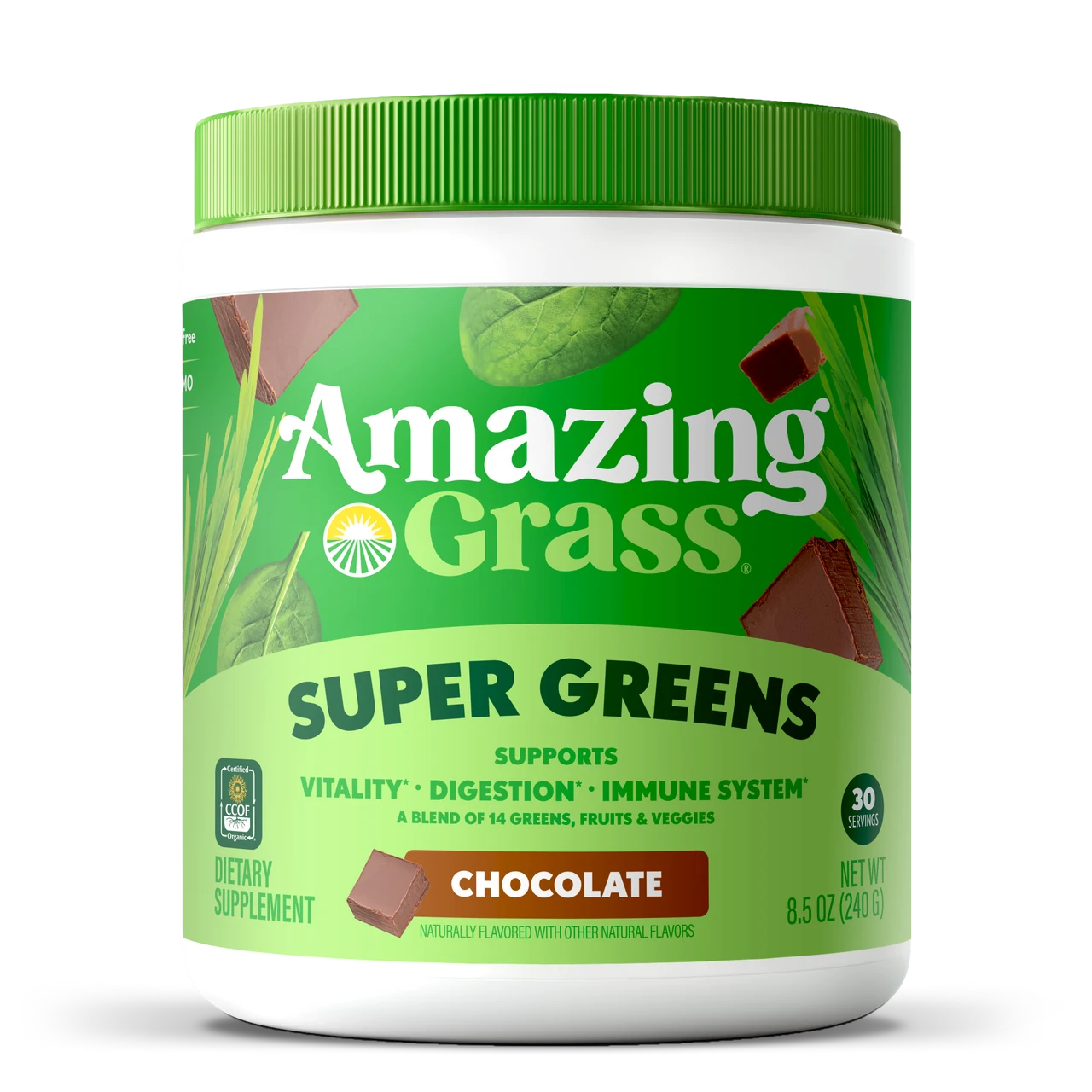Super Greens Chocolate front of packaging